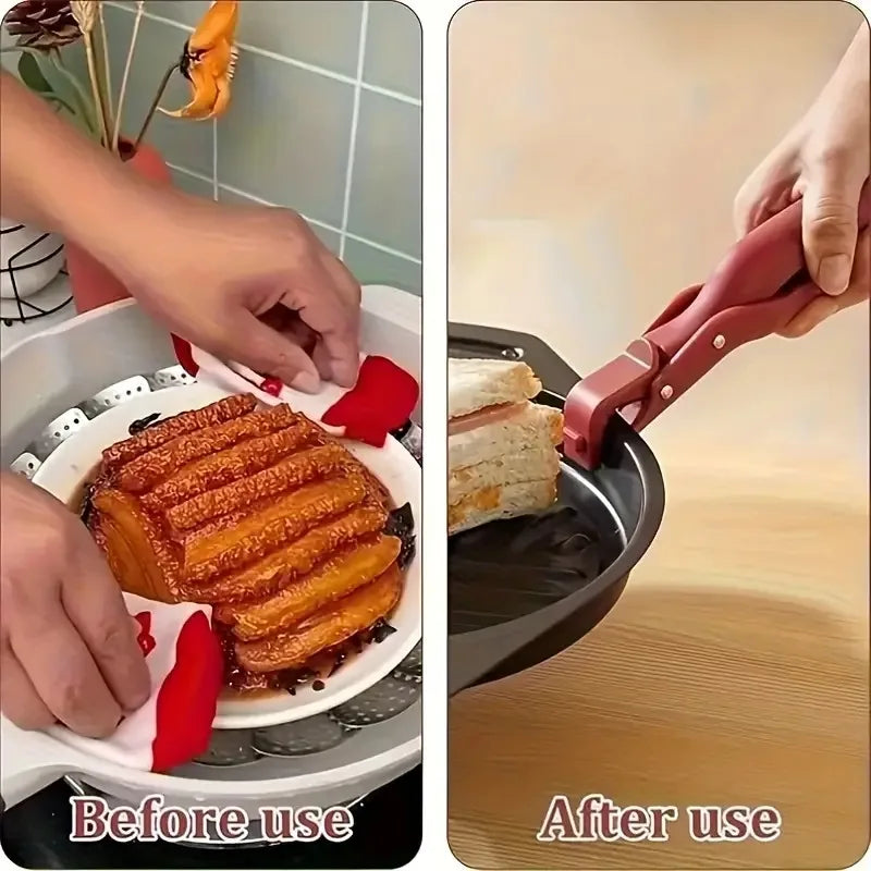 Silicone Multi-Functional Heat-Resistant Clip - Holds Plates/Bowls, Lifts Trays, Non-Slip, Home Kitchen Must-Have