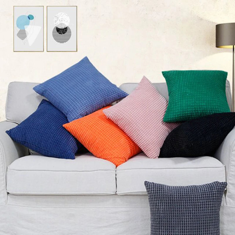 Customized corduroy corn grain fabric cushion cover 40/45/50/55/60/65/70cm large-sized home decoration sofa pillowcase