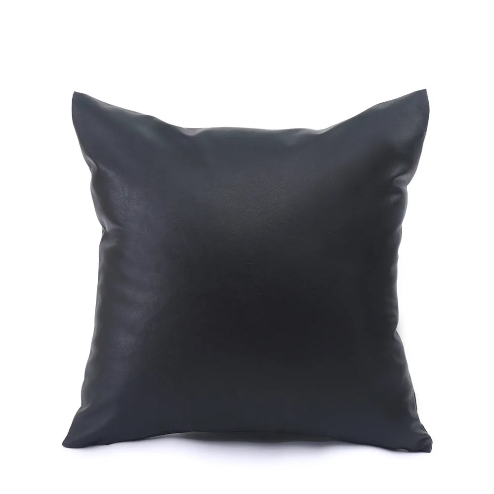 PU Leather Cushion Cover 45 * 45/50 * 50/55 * 55/60 * 60CM Imitation Leather Living Room Sofa Pillowcase Home Decoration