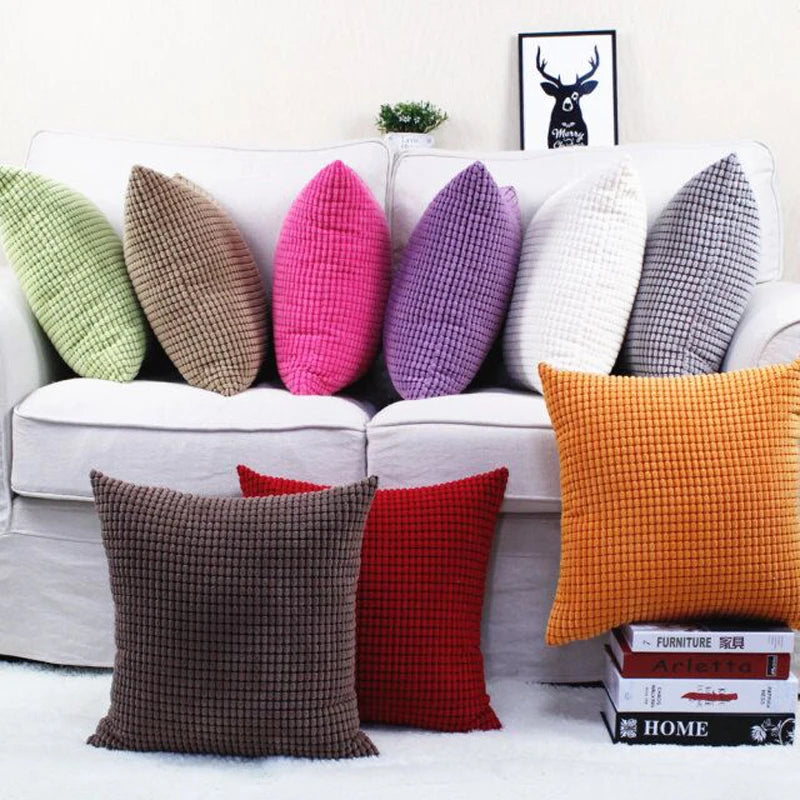 Customized corduroy corn grain fabric cushion cover 40/45/50/55/60/65/70cm large-sized home decoration sofa pillowcase