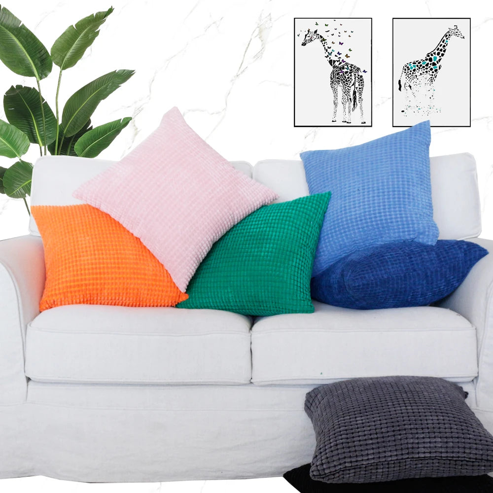 Customized corduroy corn grain fabric cushion cover 40/45/50/55/60/65/70cm large-sized home decoration sofa pillowcase