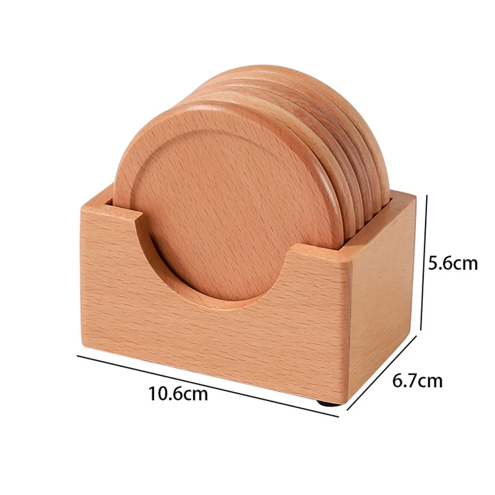 6pcs/set  Walnut Wood Coasters Placemats Decorative Round Insulated Japanese Beverage Coasters Home Decor