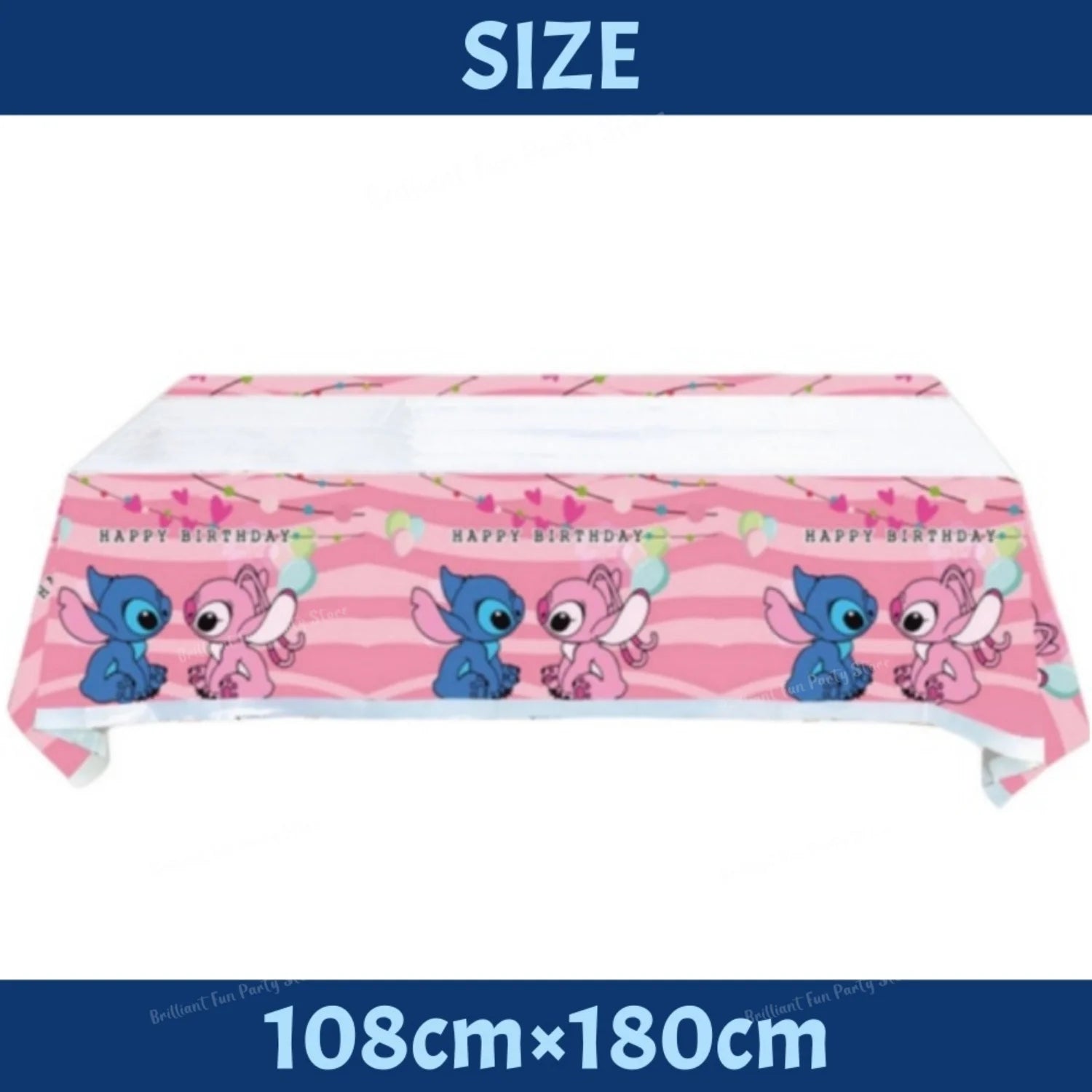 Disney Stitch Blue & Pink Angel Party Tablecloth for Kids Birthday Baby Shower Supplies - Decorative Tablecover for Boys & Girls