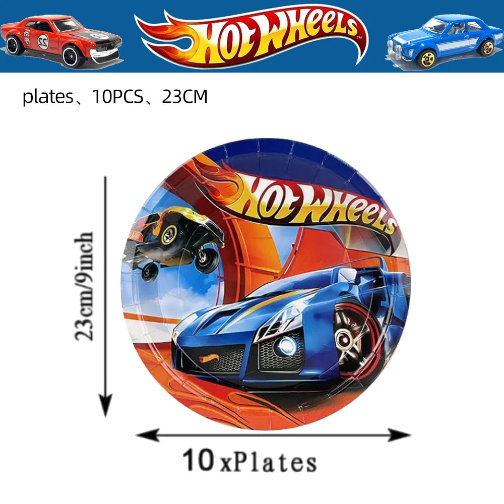 Boys Favor Birthday Backdrop Decoration Kids Hot Wheels Baby Shower Balloons Paper Tableware Cartoon Race Car Party Supplies