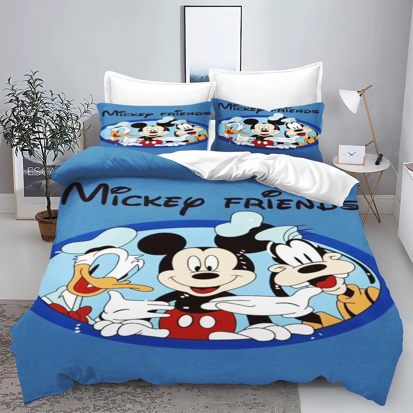 Mickey  Cute Printed Cartoon Quilt Duvet Cover Set Bedding Twin 3-Piece 1 3D Children's