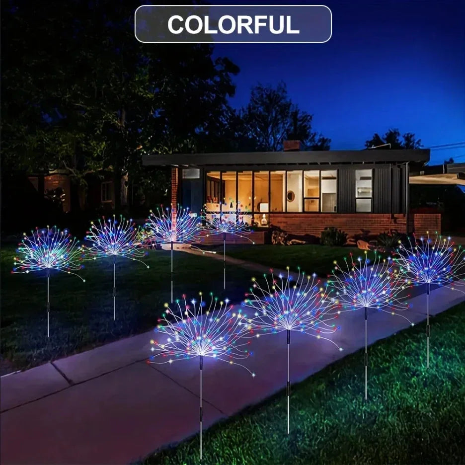NEW 200LEDs Solar Fireworks Lights Outdoor Waterproof Solar Garden Lights 8 Lighting Modes With Remote Control Decorations Light
