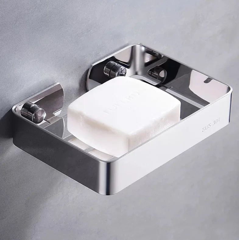 304 stainless steel soap dish holder bathroom rack bathroom shelf wall hanging toilet soap drain shelf
