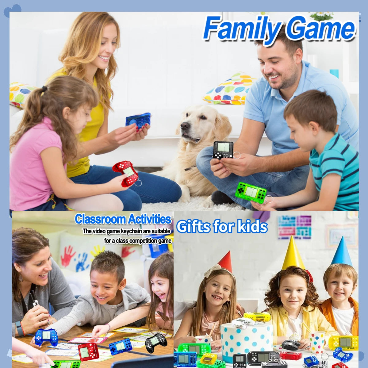 6-48PCS Video Game Party Favors For Kids Mini Game Keychain Birthday Party Gifs Mini Arcade Game Classroom Prizes Tetris Game