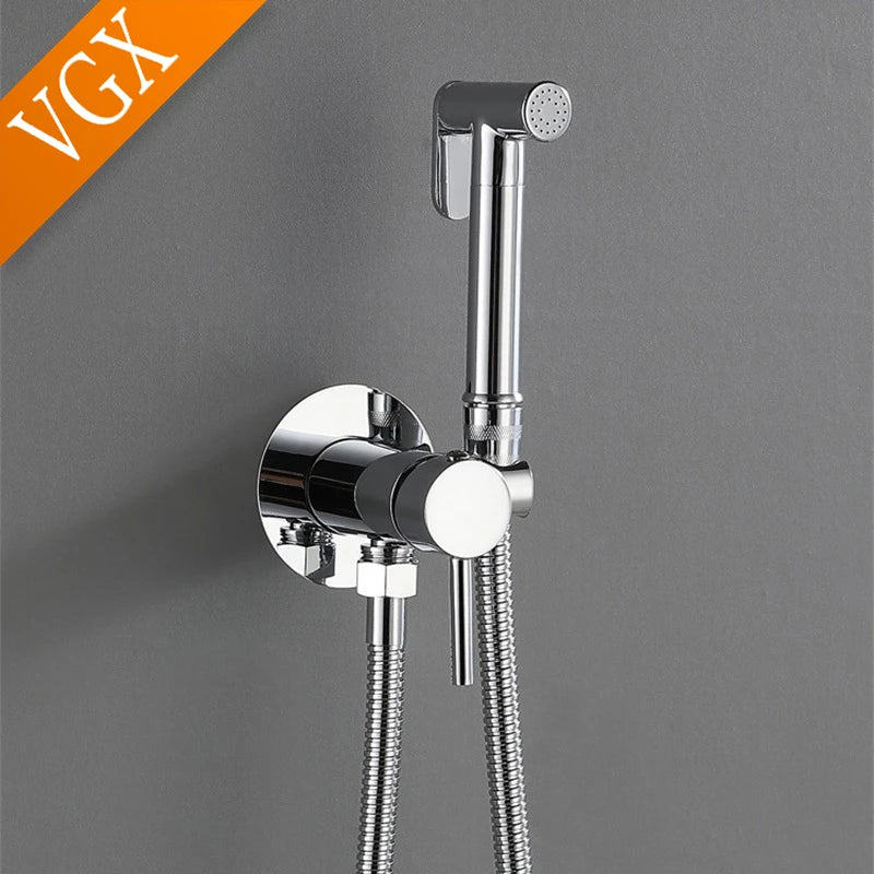 VGX Brass Bidet Faucet Set Handheld Ducha Higienica Hot Cold Toilet Crane Women Washer Bathroom Shattaf Sprayer Hygienic Shower