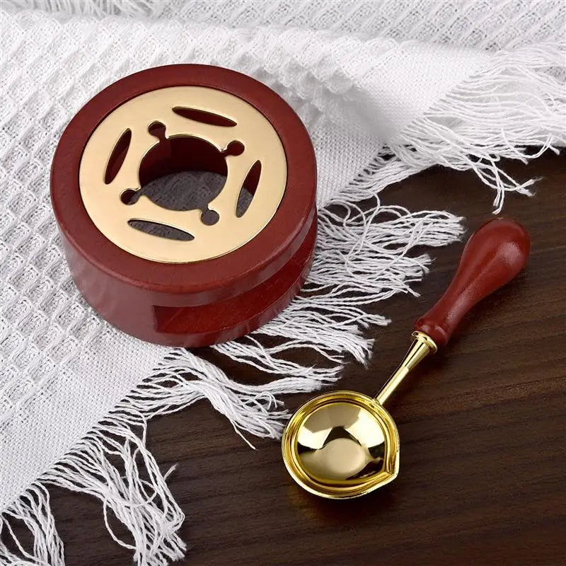 1/2/3pcs Wax Seal Set Wood Wax Melting Lacquer Furnace With /Spoon/Handle Wax Bead Melting Heater Wax Pot Heater For Stamp Craft