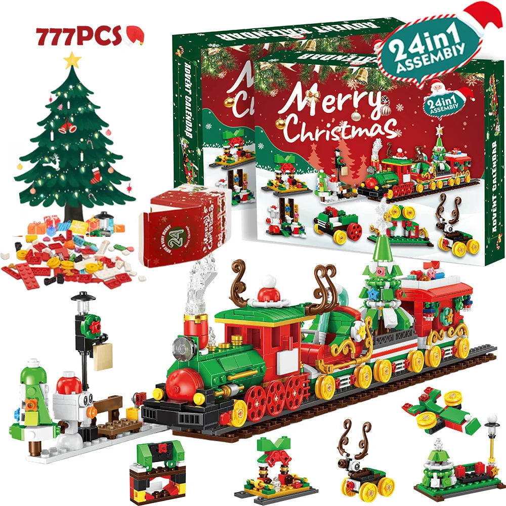 Hot Christmas Series Advent Calendar Gift Box 24Days Countdown Calendar Box Christmas Tree Bricks Model New Years Xmas Gift