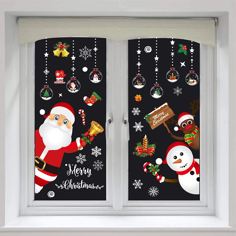 Window Christmas New Year Decorations, Santa Claus Christmas Stickers, Children's Room Snowflake Stickers, Winter Wall Sticker