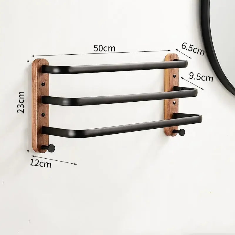 Walnut Wood Black Bathroom Hardware Set Bathroom towel rack Towel Rack Toilet Paper Holder Towel Bar Shelf  Bathroom Accessories
