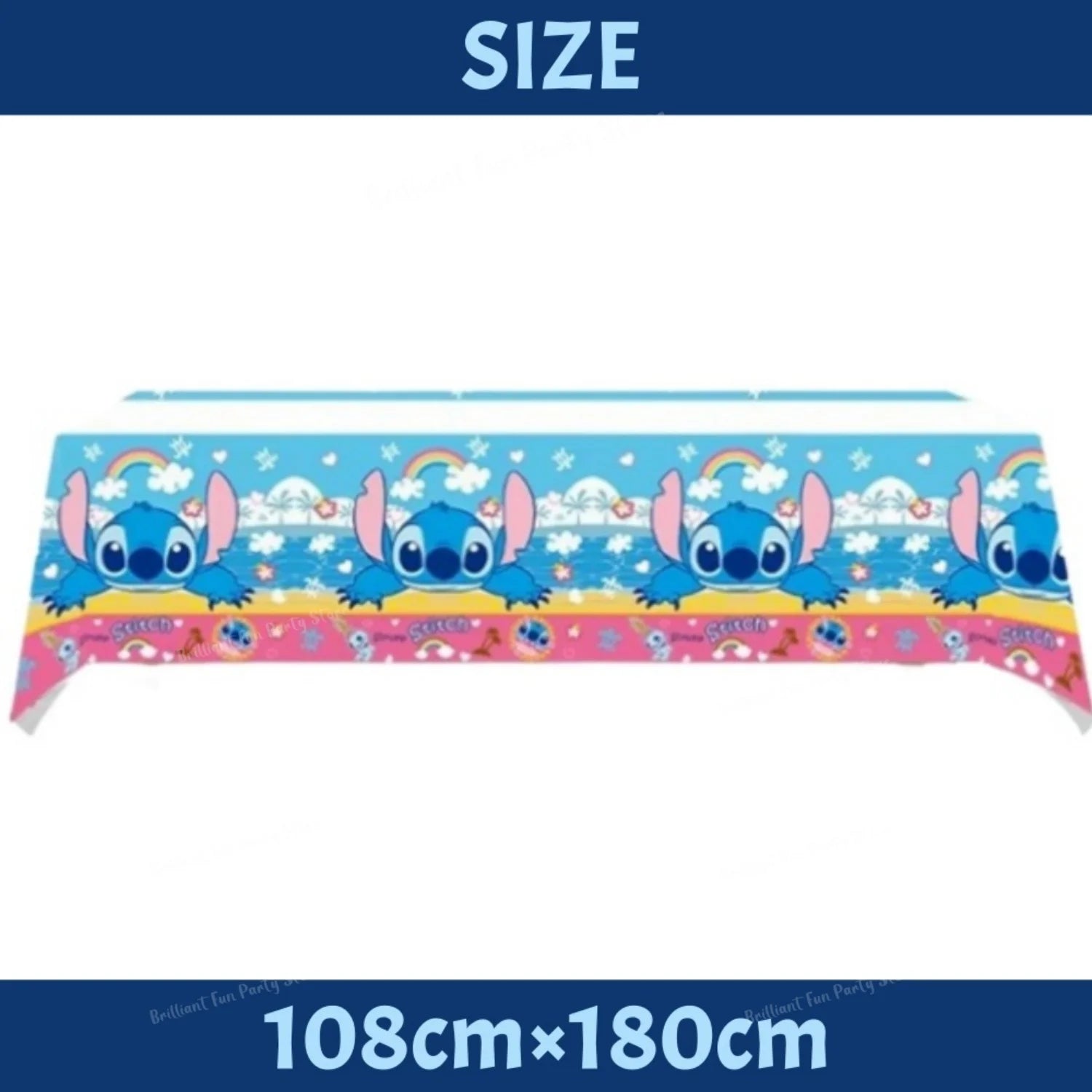 Disney Stitch Blue & Pink Angel Party Tablecloth for Kids Birthday Baby Shower Supplies - Decorative Tablecover for Boys & Girls