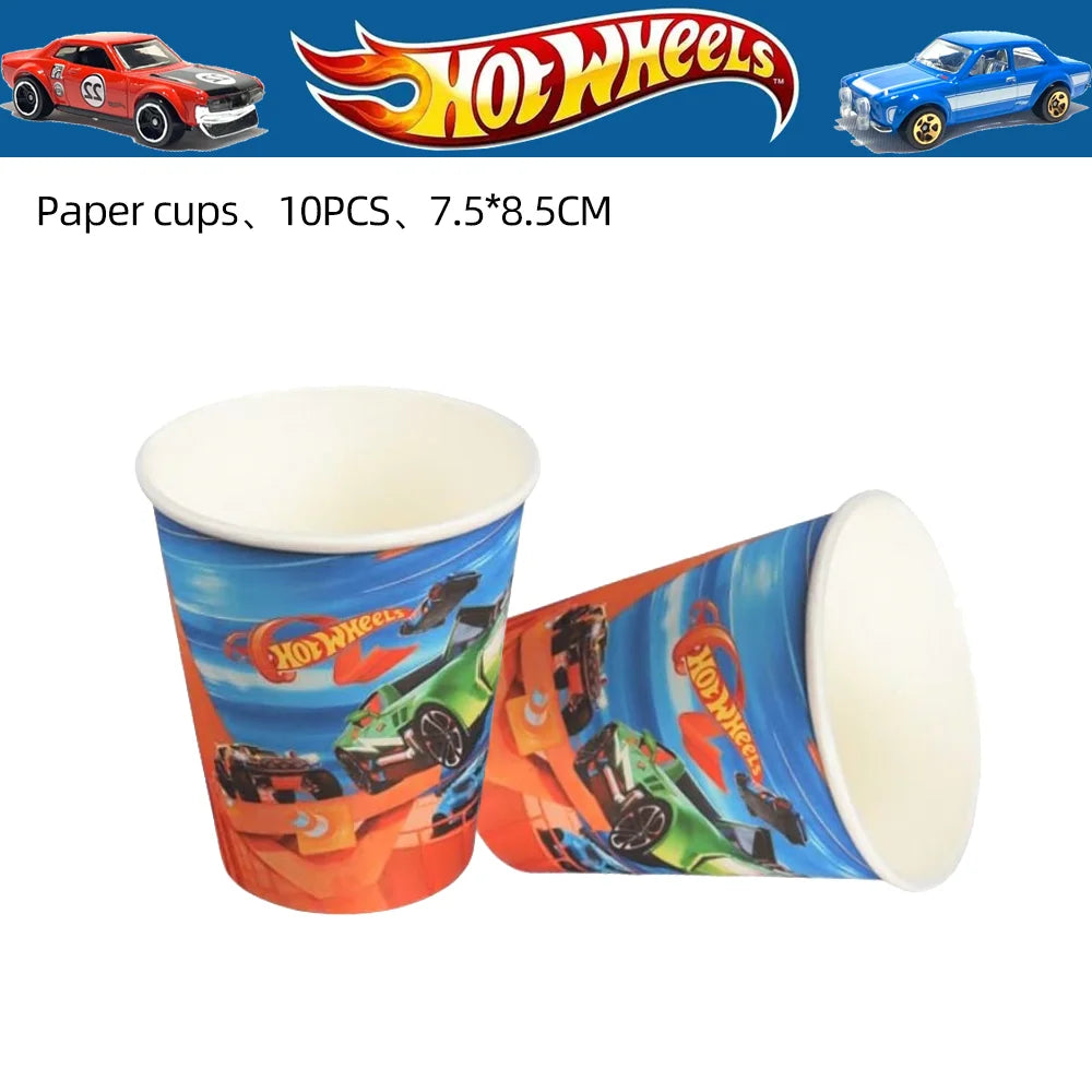 Boys Favor Birthday Backdrop Decoration Kids Hot Wheels Baby Shower Balloons Paper Tableware Cartoon Race Car Party Supplies