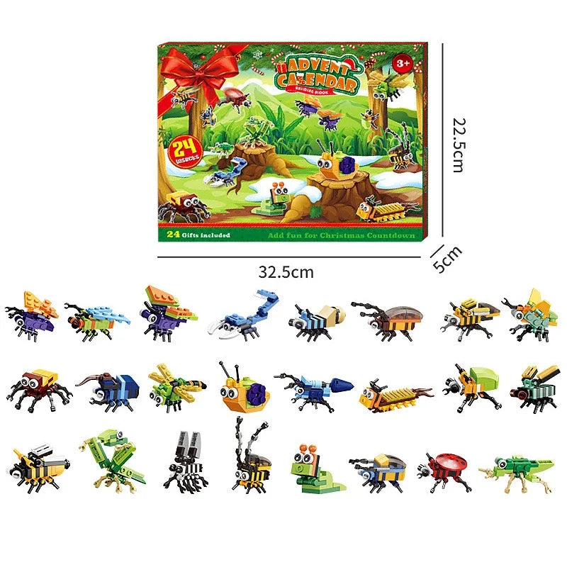 Hot Christmas Series Advent Calendar Gift Box 24Days Countdown Calendar Box Christmas Tree Bricks Model New Years Xmas Gift