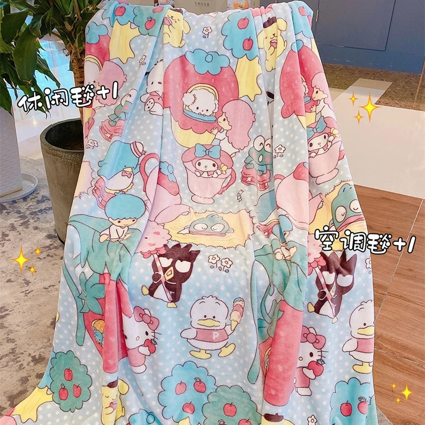 Japanese Style Flannel Blanket Lovely Nap Blanket Cartoon Bedroom Sofa Comfortable Warm Blanket Single Size Travel Cover Blanket