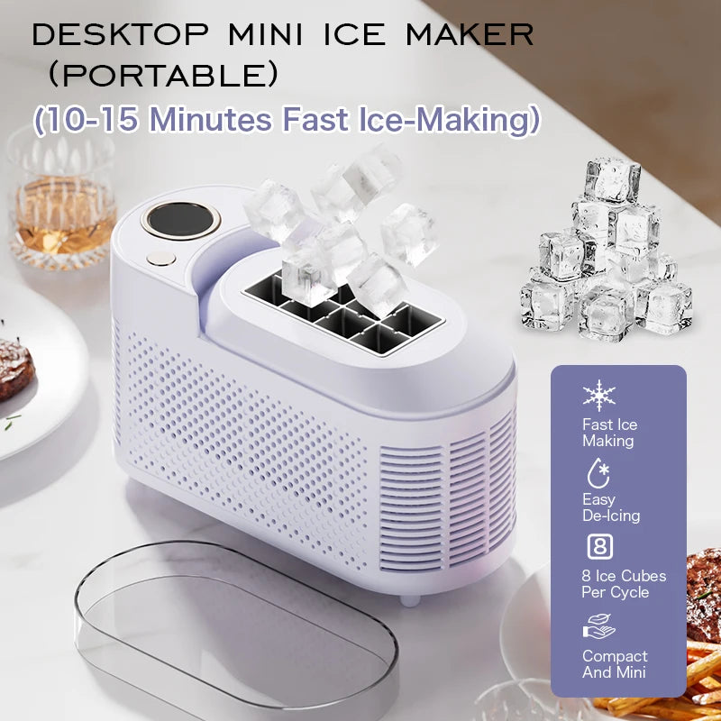 Desktop Small Electric Ice Maker Professional Ice Cube Maker Portable Automatic Electric Bullet Round Ice Block Making Machine