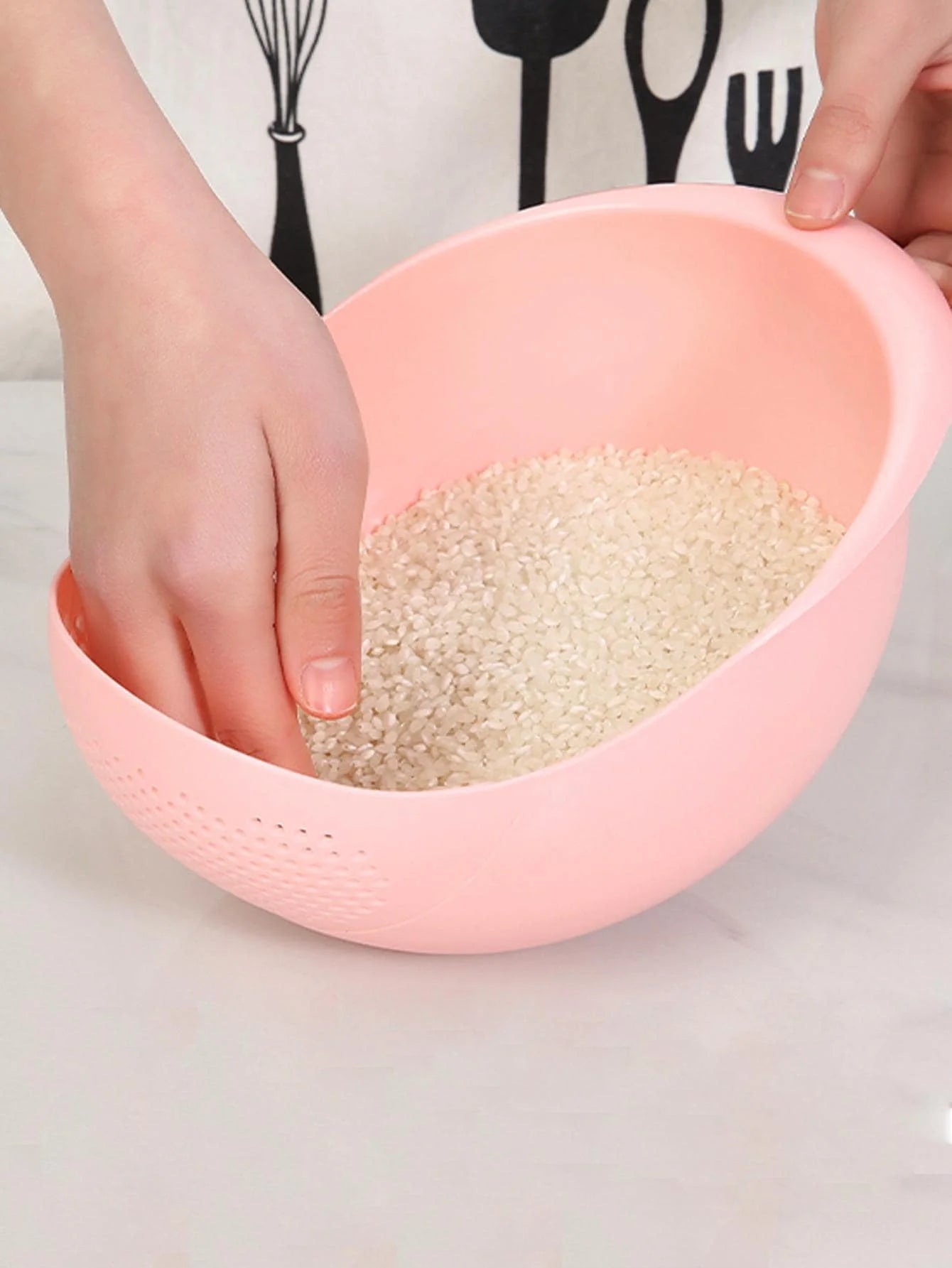 Kitchen washing rice magic washing rice sieve washing rice basin fine hole does not leak rice kitchen household washing vegetable