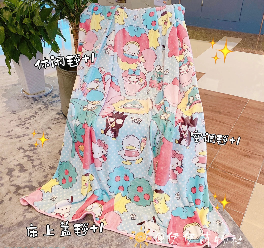 Japanese Style Flannel Blanket Lovely Nap Blanket Cartoon Bedroom Sofa Comfortable Warm Blanket Single Size Travel Cover Blanket