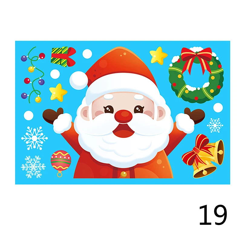 Window Christmas New Year Decorations, Santa Claus Christmas Stickers, Children's Room Snowflake Stickers, Winter Wall Sticker