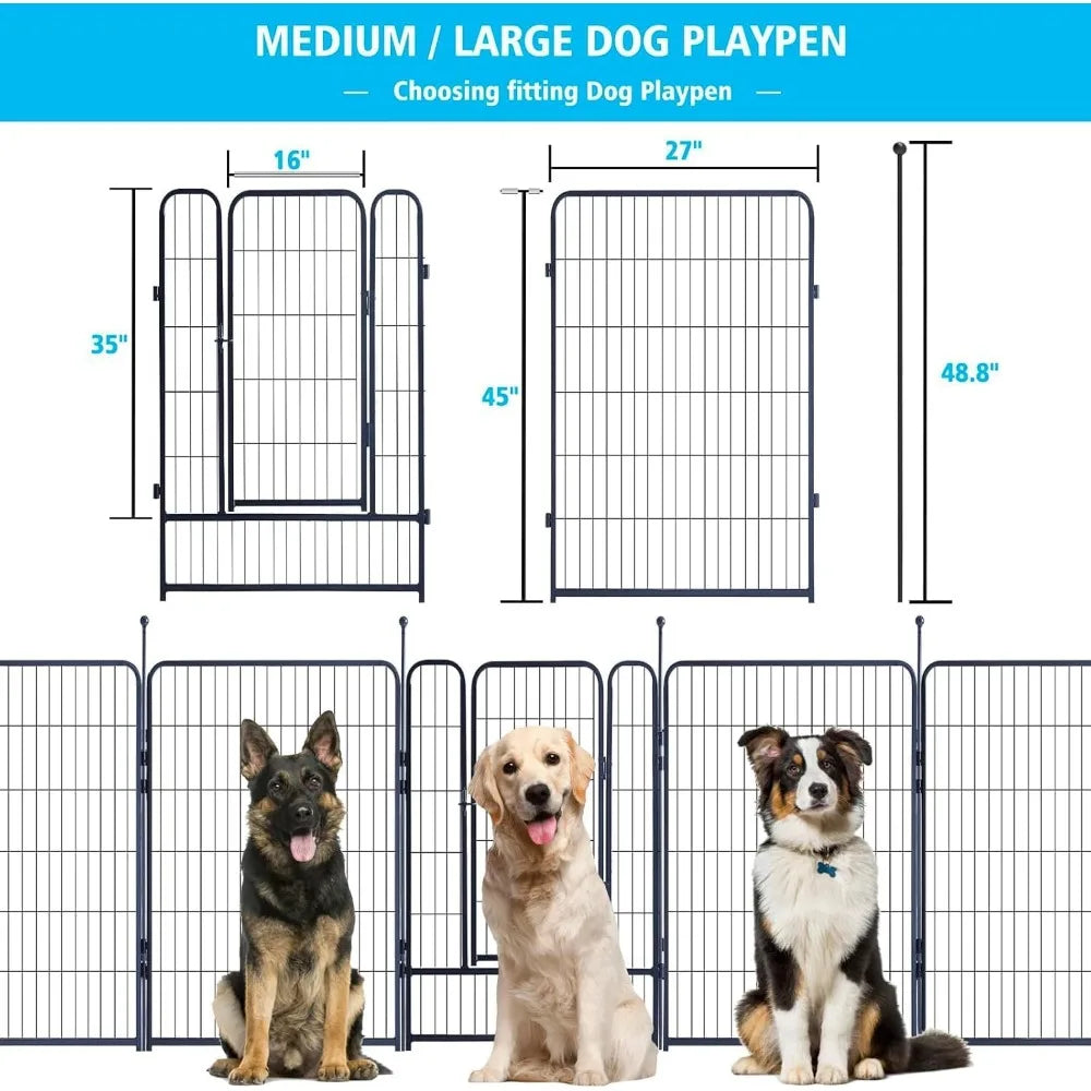 Dog Playpen,Portable Outdoor Fence, Playpen for Large/Medium/Small Dogs, Fences for The Yard,with Doors Foldable