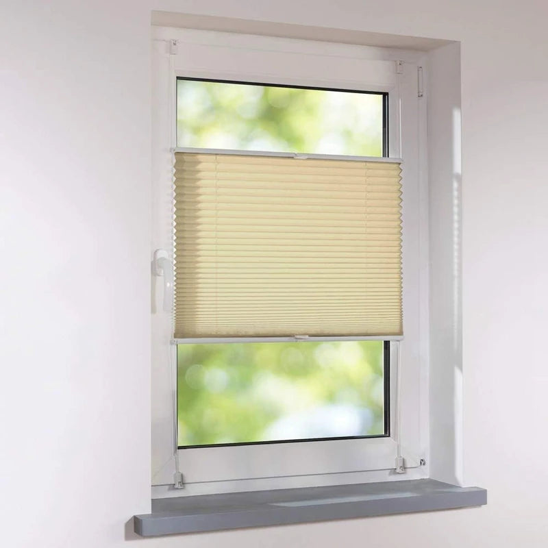 Pleated Blind, Klemmfix, No Drilling,Folding Roller Blind, Window Blind for Doors and Windows, Opaque, Privacy Protection