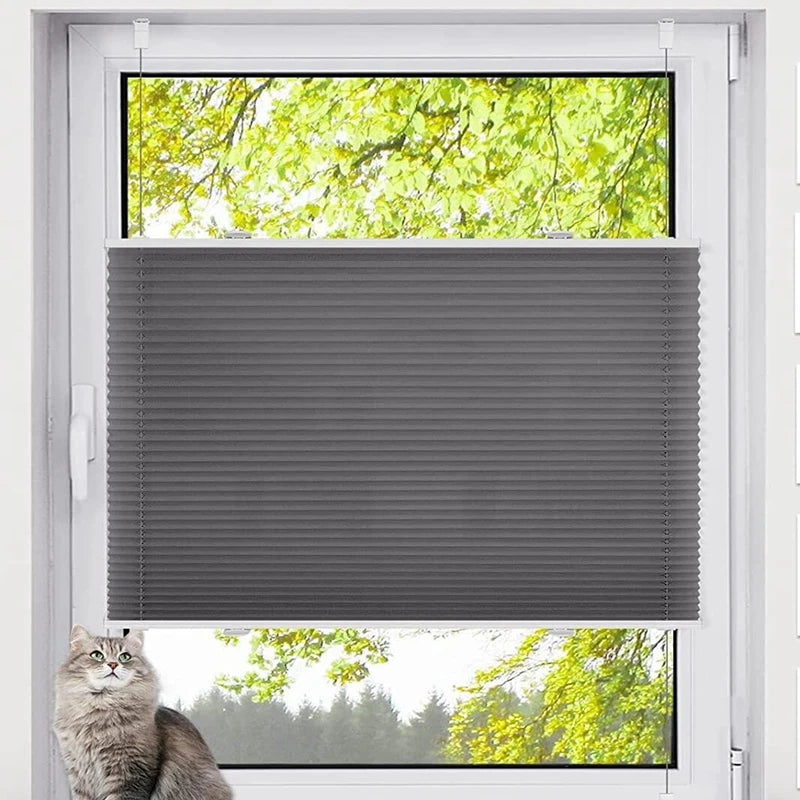 Pleated Blind, Klemmfix, No Drilling,Folding Roller Blind, Window Blind for Doors and Windows, Opaque, Privacy Protection