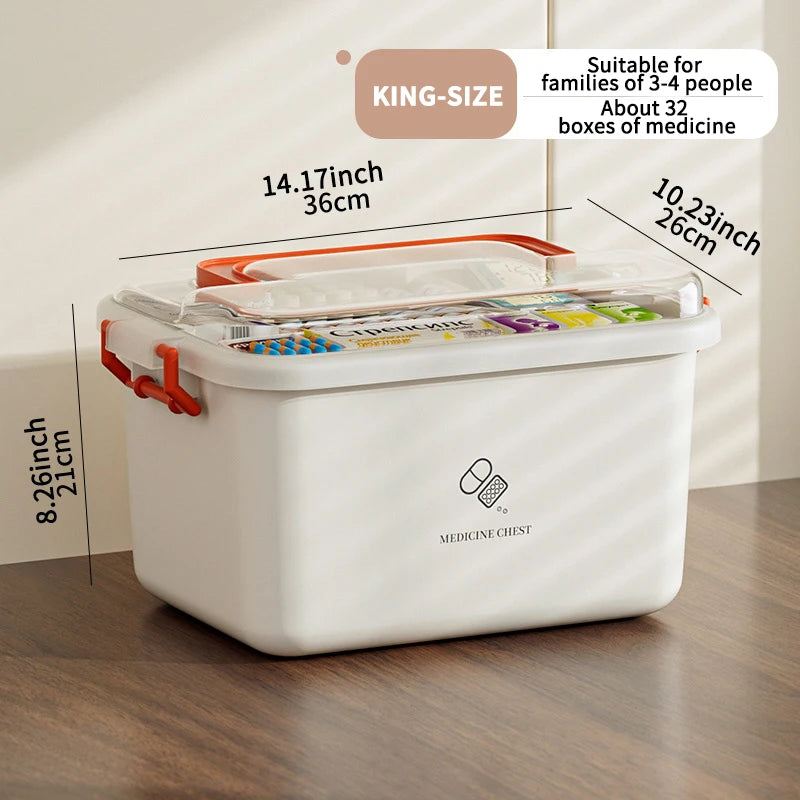 Large Capacity Medicine Box Portable Home First Aid Medical Kit Family Emergency Medicine Box with Multi-layer Drug Storage Case