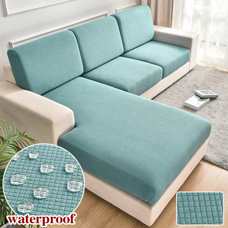 Waterproof Jacquard Sofa Cover for Living Room Kid Pets Solid Color Sofa Slipcover Couch Cover Seat Cushion Washable Removable