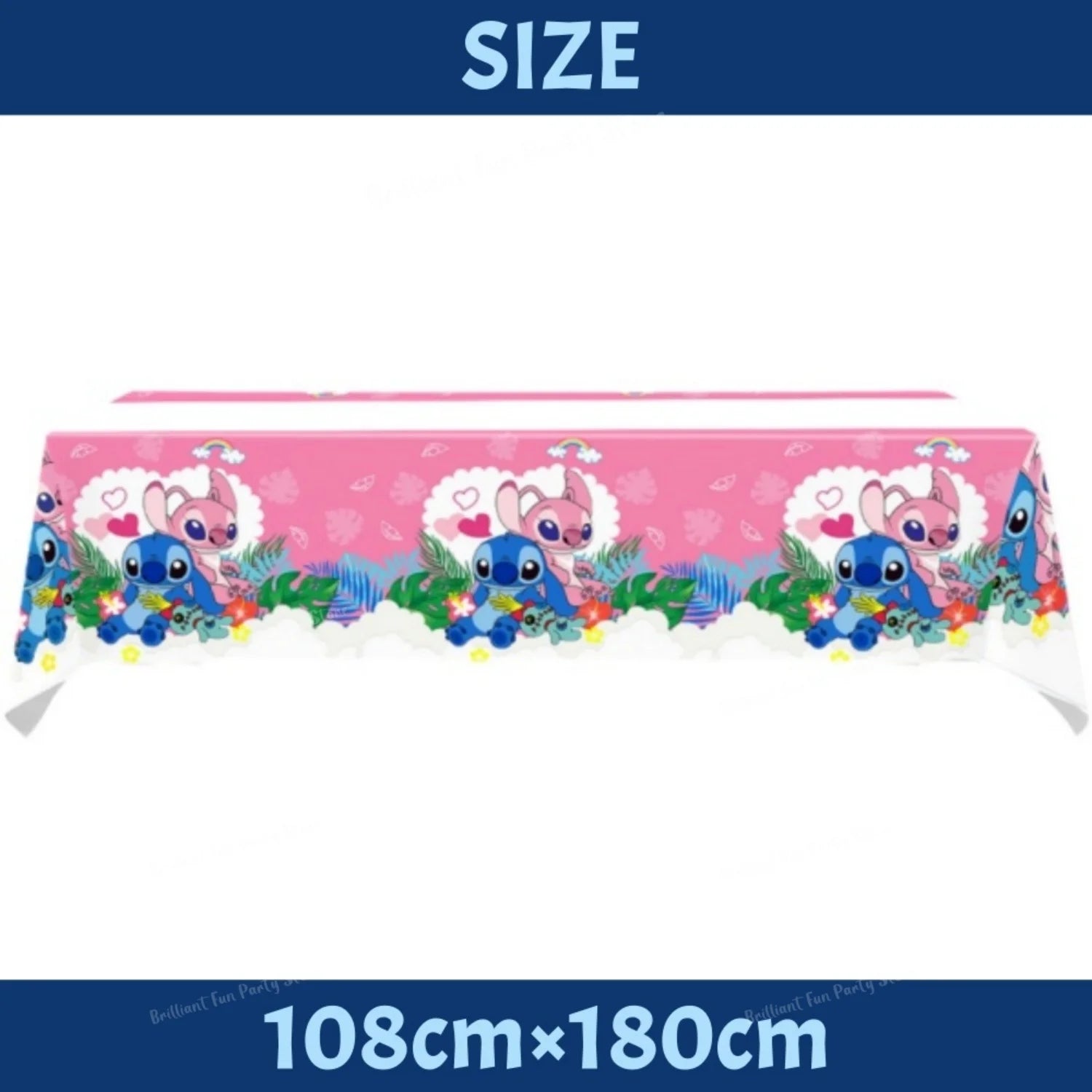 Disney Stitch Blue & Pink Angel Party Tablecloth for Kids Birthday Baby Shower Supplies - Decorative Tablecover for Boys & Girls