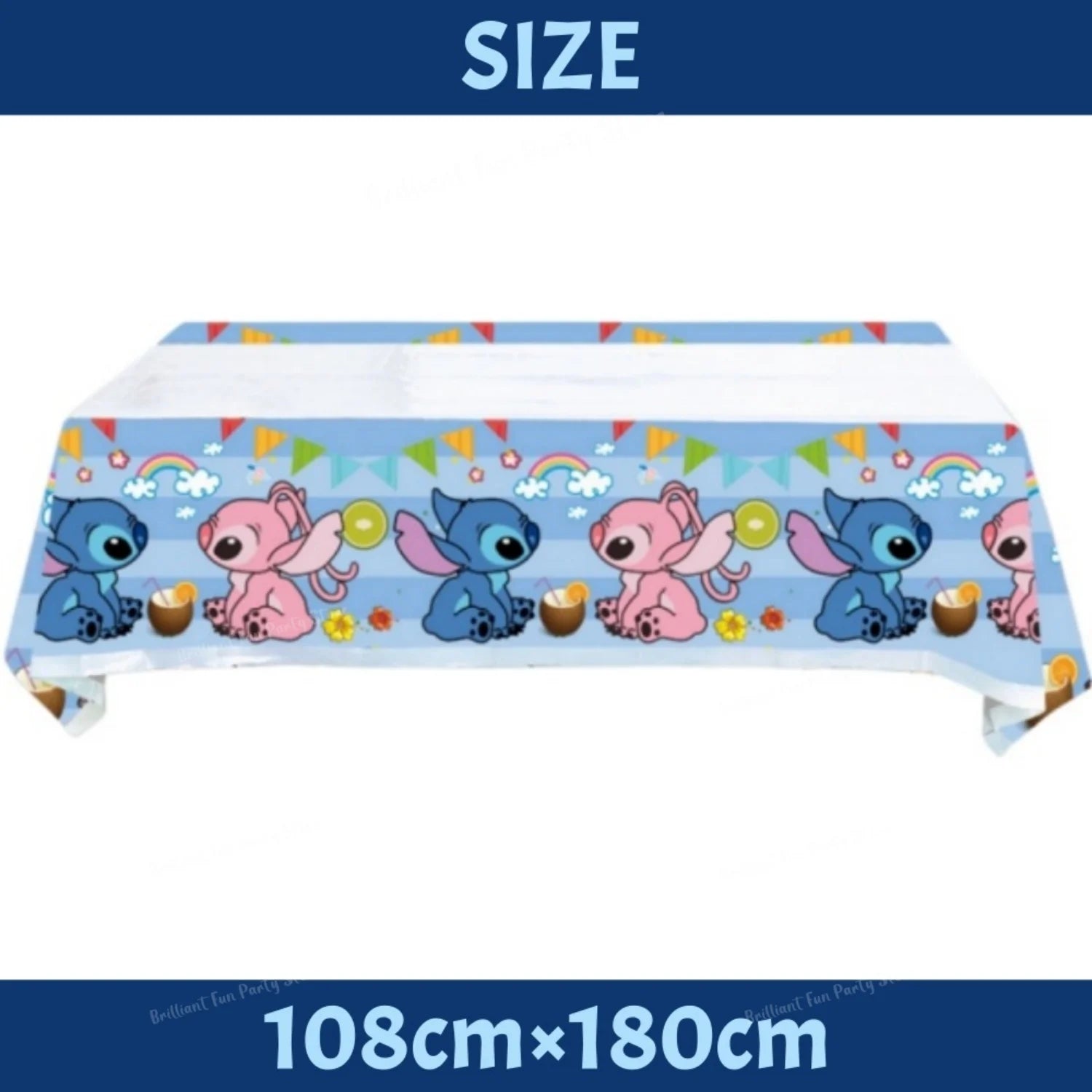 Disney Stitch Blue & Pink Angel Party Tablecloth for Kids Birthday Baby Shower Supplies - Decorative Tablecover for Boys & Girls