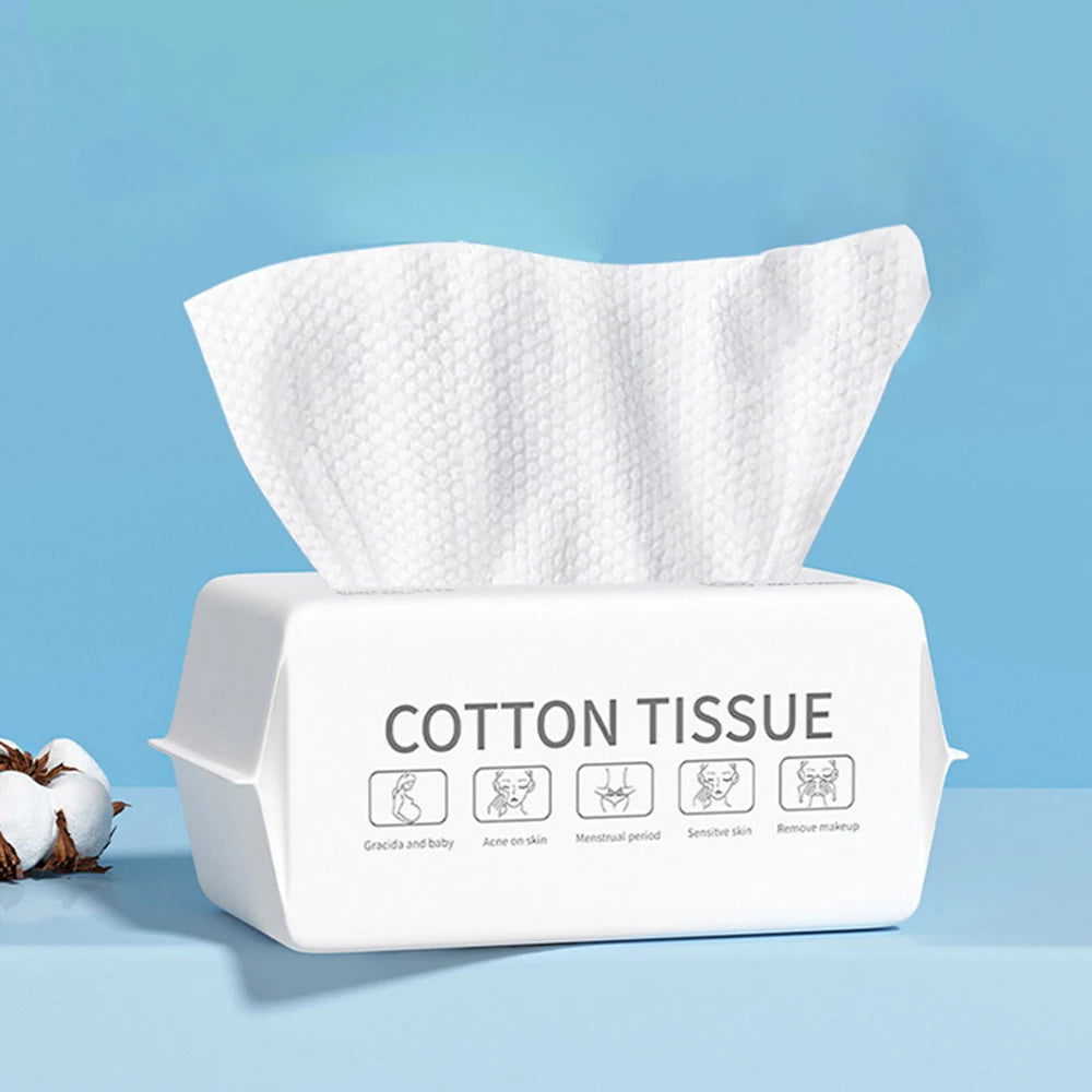 100PCS Natural Disposable Face Towel Travel Facial Cleansing Wet And Dry Makeup Remover Pearl Cotton Soft Makeup Nonwoven Towel