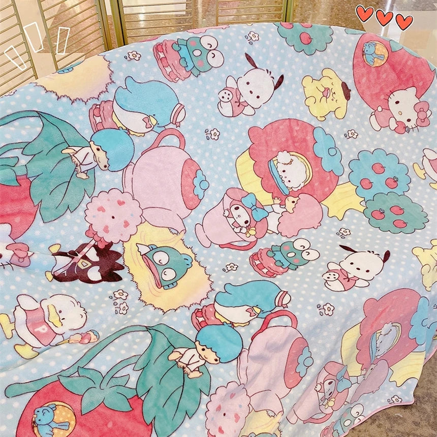 Japanese Style Flannel Blanket Lovely Nap Blanket Cartoon Bedroom Sofa Comfortable Warm Blanket Single Size Travel Cover Blanket