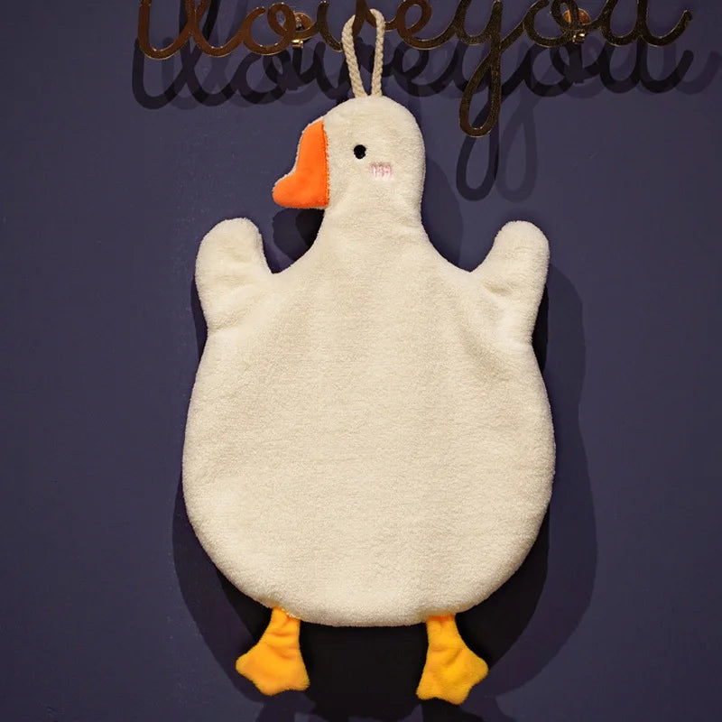 1PC Cartoon Goose Hand Towel Kitchen Bathroom  Hand Towel Hanging Type with Super Water Absorption Quick Drying It Is Hard