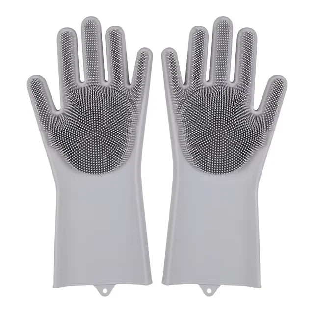 Dishwashing Cleaning Gloves Magic Silicone Rubber Dish Washing Gloves for Household Sponge Scrubber Kitchen Cleaning Tools