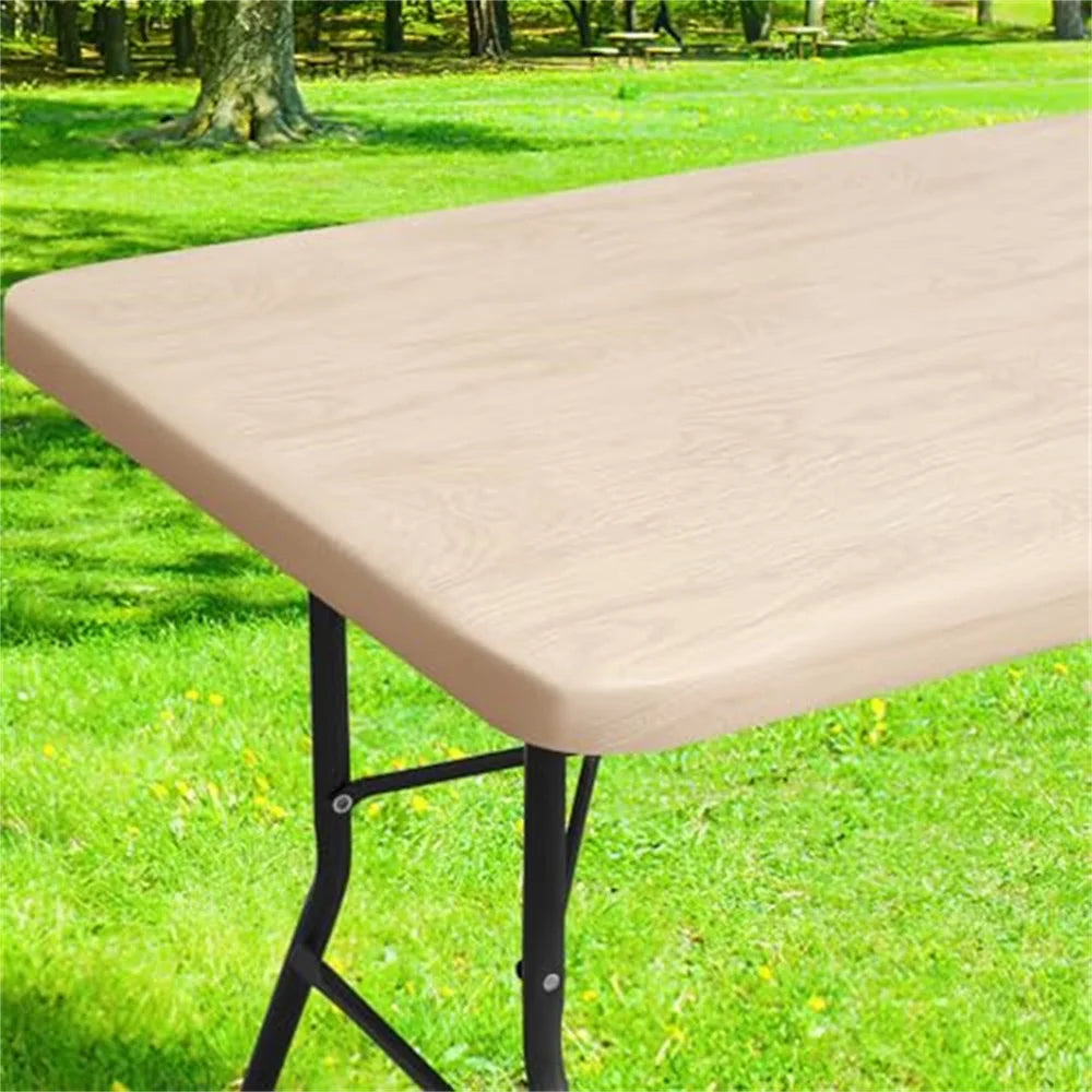 Olanly Rectangle Table Cloth Waterproof Elastic Fitted Table Covers For 4 Foot Tables Wipeable Tablecloth Camping Indoor Outdoor