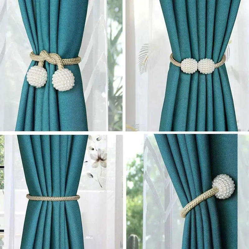 2/4PCS Pearl Magnetic Curtain Clip Curtain Holders Tie Back Buckle Clips Hanging Ball Buckle Tie Back Curtain Decor Accessories