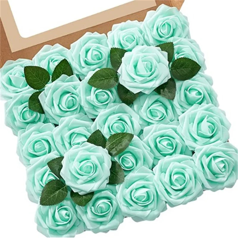 10~100pcs Rose Artificial Flowers Foam Fake Roses Wedding Bouquets Centerpieces Mothers Day Valentines Gifts Party Decoration