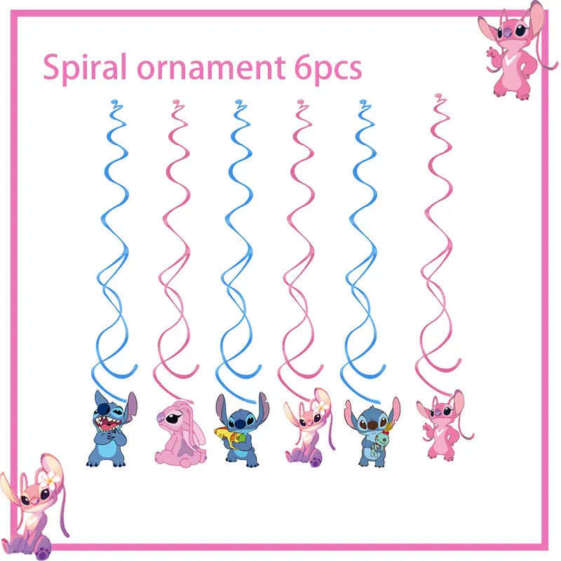 Stitch Birthday Party Decoration Pink Theme Paper Napkins Plates Cups Tableware Set Background Party Decoration Supplies For Kid