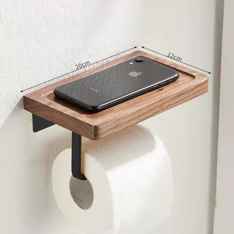 Walnut Wood Black Bathroom Hardware Set Bathroom towel rack Towel Rack Toilet Paper Holder Towel Bar Shelf  Bathroom Accessories