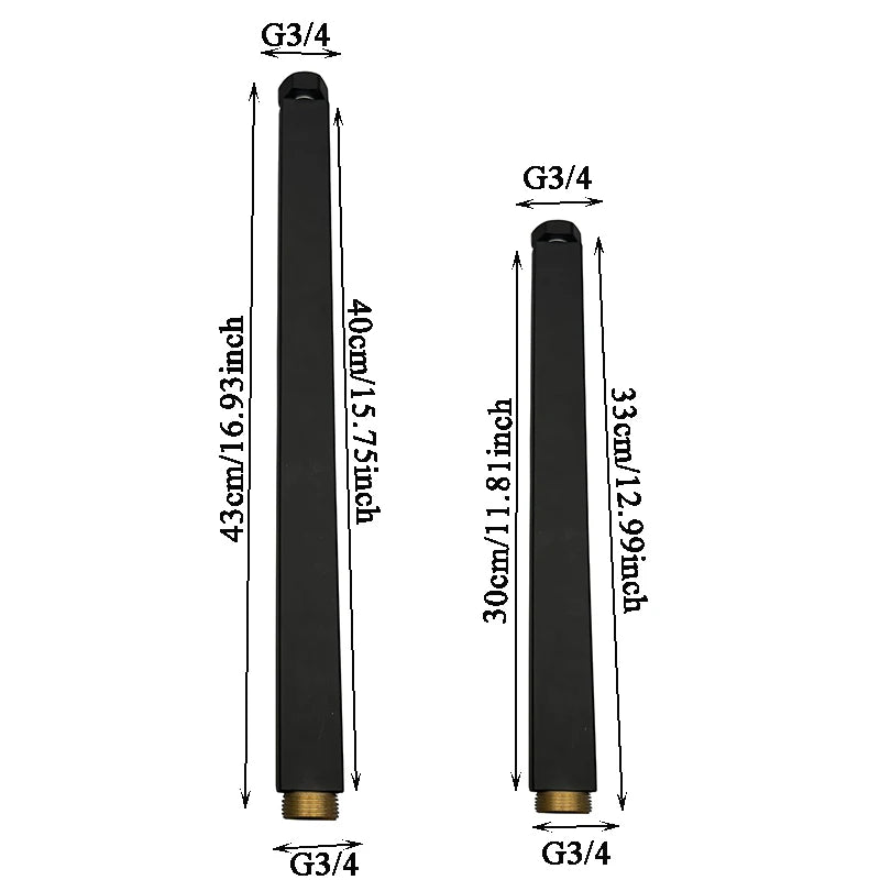 20/30/40/50cm Square Extension Tube G3/4 For Bathroom Shower Faucet General Interface Extension Tubes Extra Extend Pipe