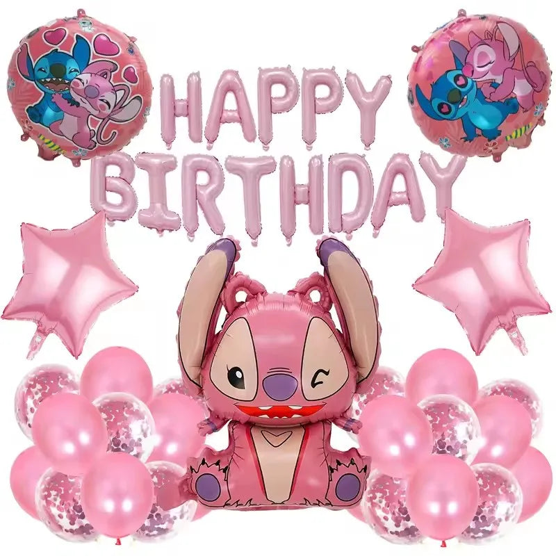 New Pink Stitch Angel Helium Foil Balloons Baby Shower Kids Girls Birthday Party Cartoon Ballon Decoration Supplies