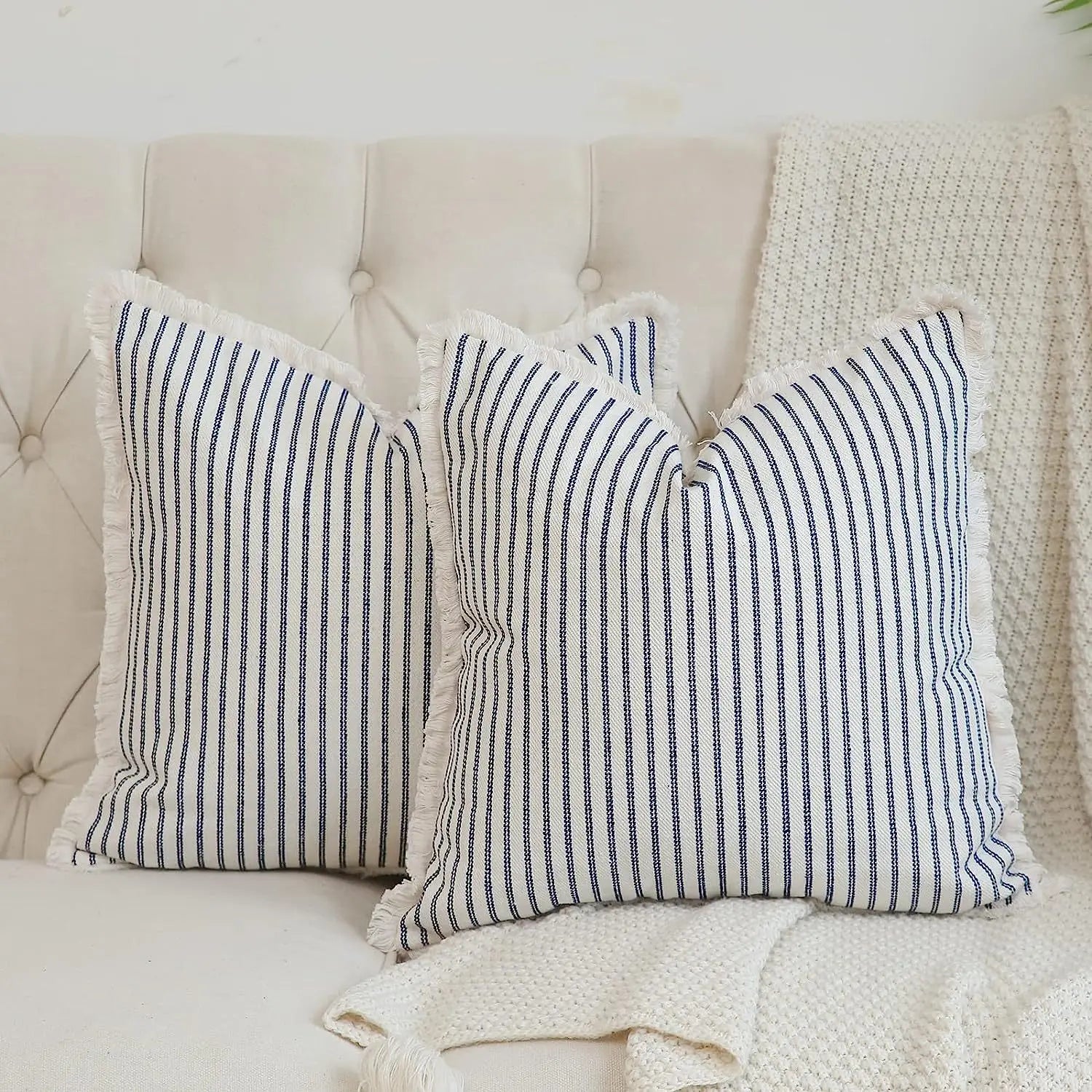 Linen Striped Plaid Jacquard Crochet Pillow Case 50x50 Nordic Simple Pillow Covers Decorative Living Room throw Pillows for Sofa
