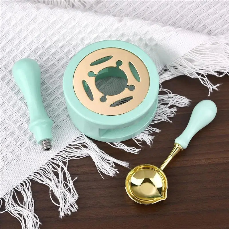 1/2/3pcs Wax Seal Set Wood Wax Melting Lacquer Furnace With /Spoon/Handle Wax Bead Melting Heater Wax Pot Heater For Stamp Craft