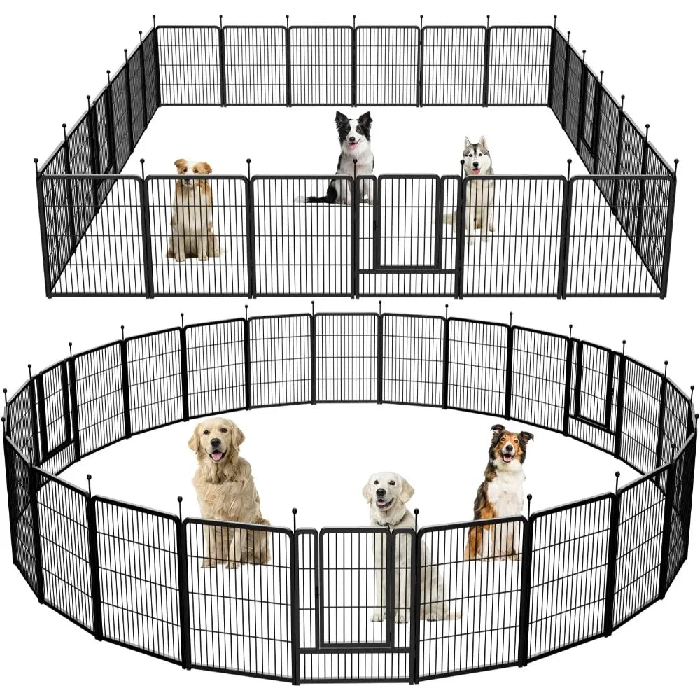 Dog Playpen,Portable Outdoor Fence, Playpen for Large/Medium/Small Dogs, Fences for The Yard,with Doors Foldable