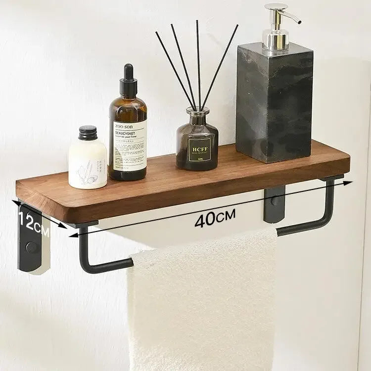 Walnut Wood Black Bathroom Hardware Set Bathroom towel rack Towel Rack Toilet Paper Holder Towel Bar Shelf  Bathroom Accessories