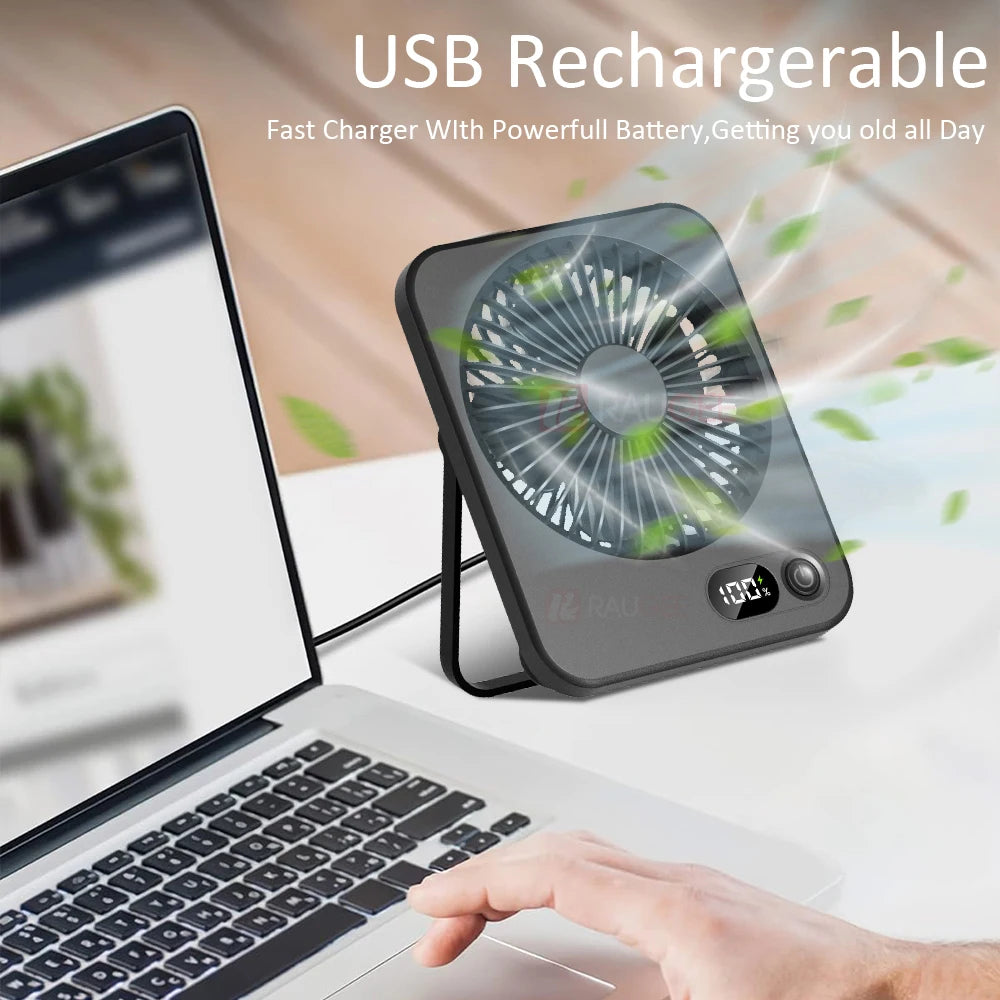 Desk Fan Portable Mini USB Fan Rechargeable Portable Fan Foldable Table Fans Ultra Quiet Student Personal Desktop Fan 5 Speeds
