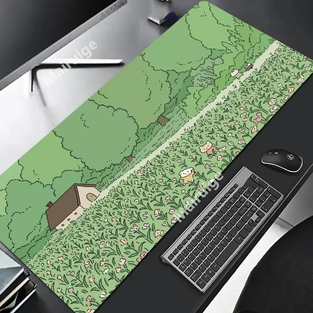 "Cat and Garden Art Mouse Pad - Extra Large, Soft and Comfortable, Suitable for Long-Term Use rabbit  mouse pad anime