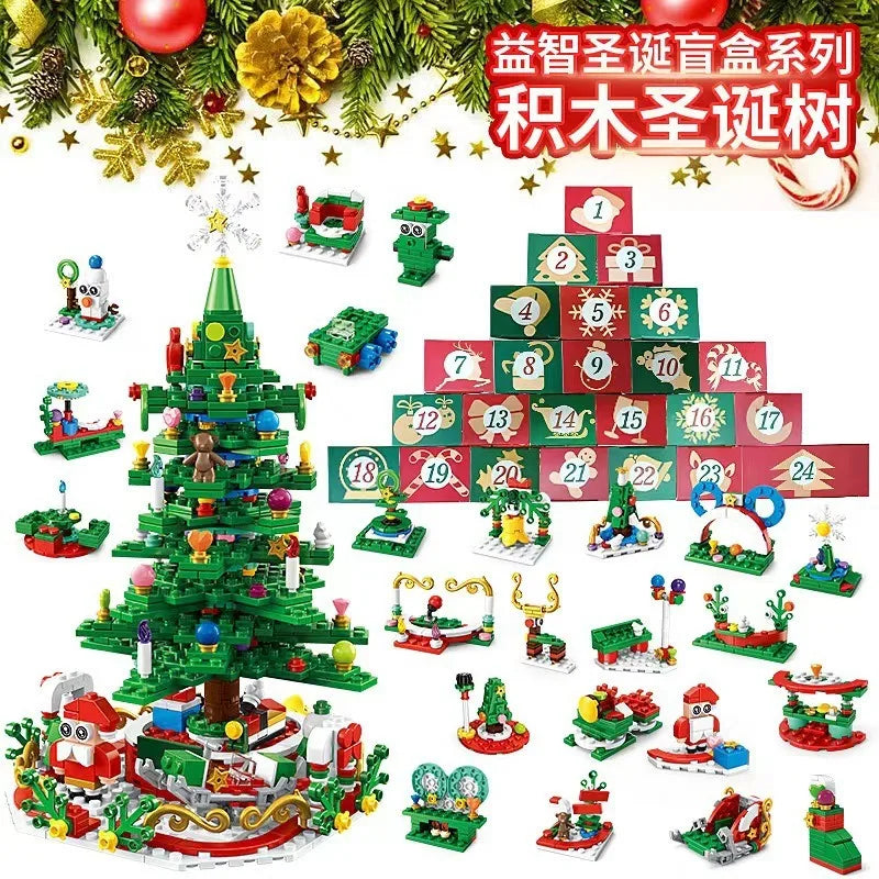 Hot Christmas Series Advent Calendar Gift Box 24Days Countdown Calendar Box Christmas Tree Bricks Model New Years Xmas Gift